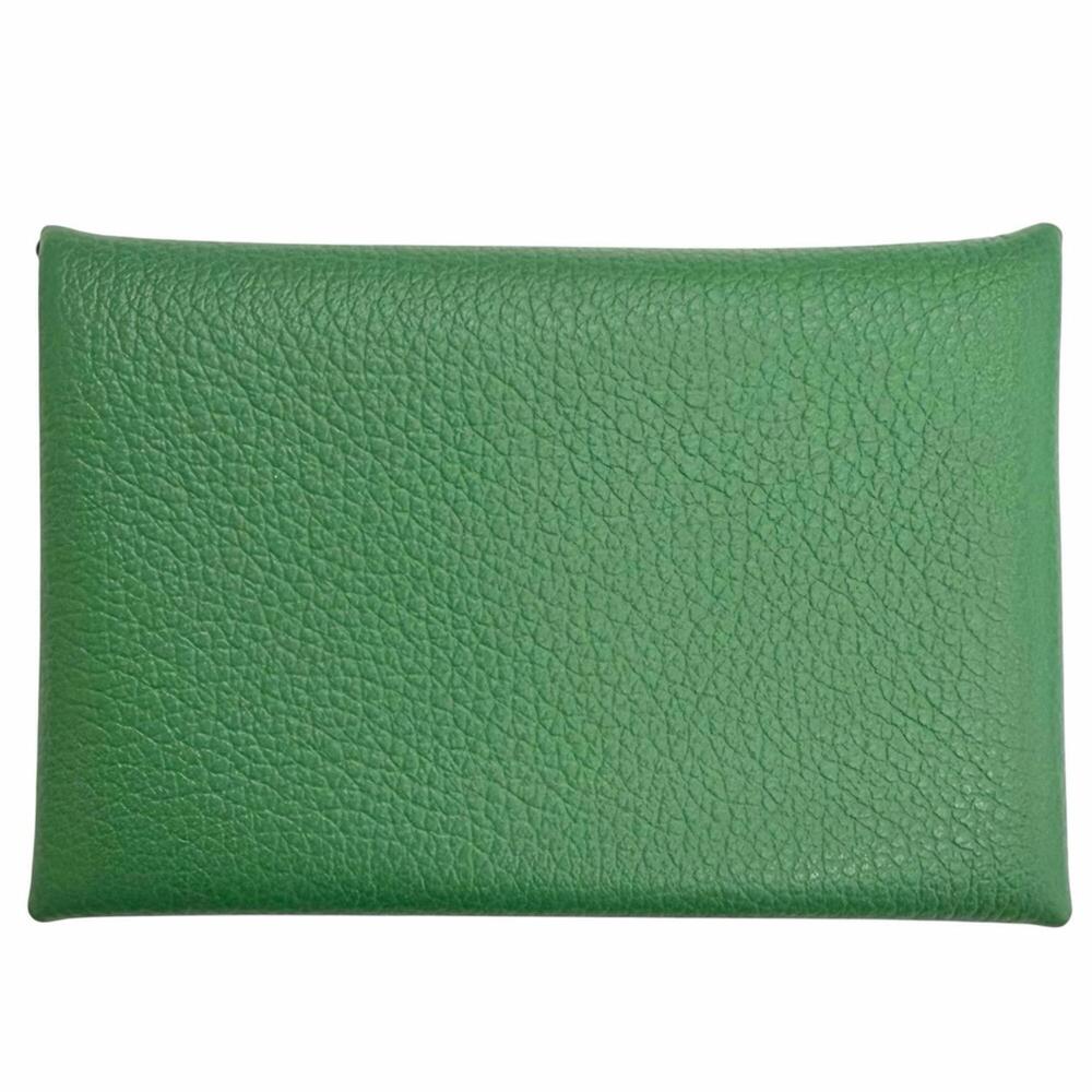 HERMES Calvi Veau Epsom Silver Hardware Business Card Holder/Card Case Green ... - Picture 3 of 9